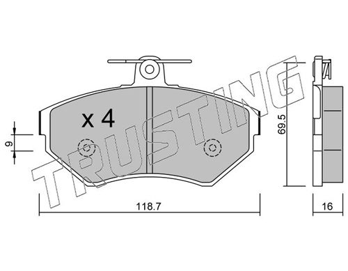 Zestaw klocków hamulcowych, hamulce tarczowe TRUSTING 224.1
