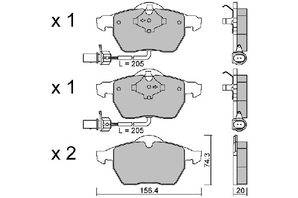 Zestaw klocków hamulcowych, hamulce tarczowe AISIN BPVW-1010