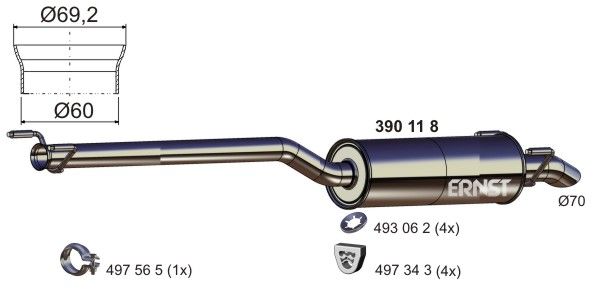 Tłumik środkowy ERNST 390118