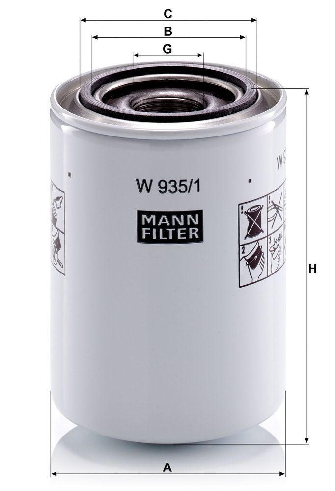 Levně Filtr, pracovní hydraulika MANN-FILTER W 935/1