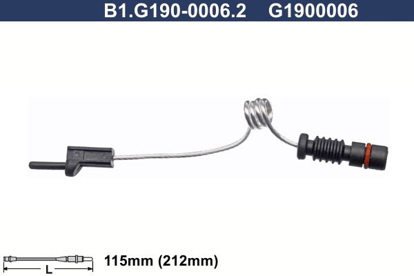 Styk ostrzegawczy, zużycie okładzin hamulcowych GALFER B1.G190-0006.2
