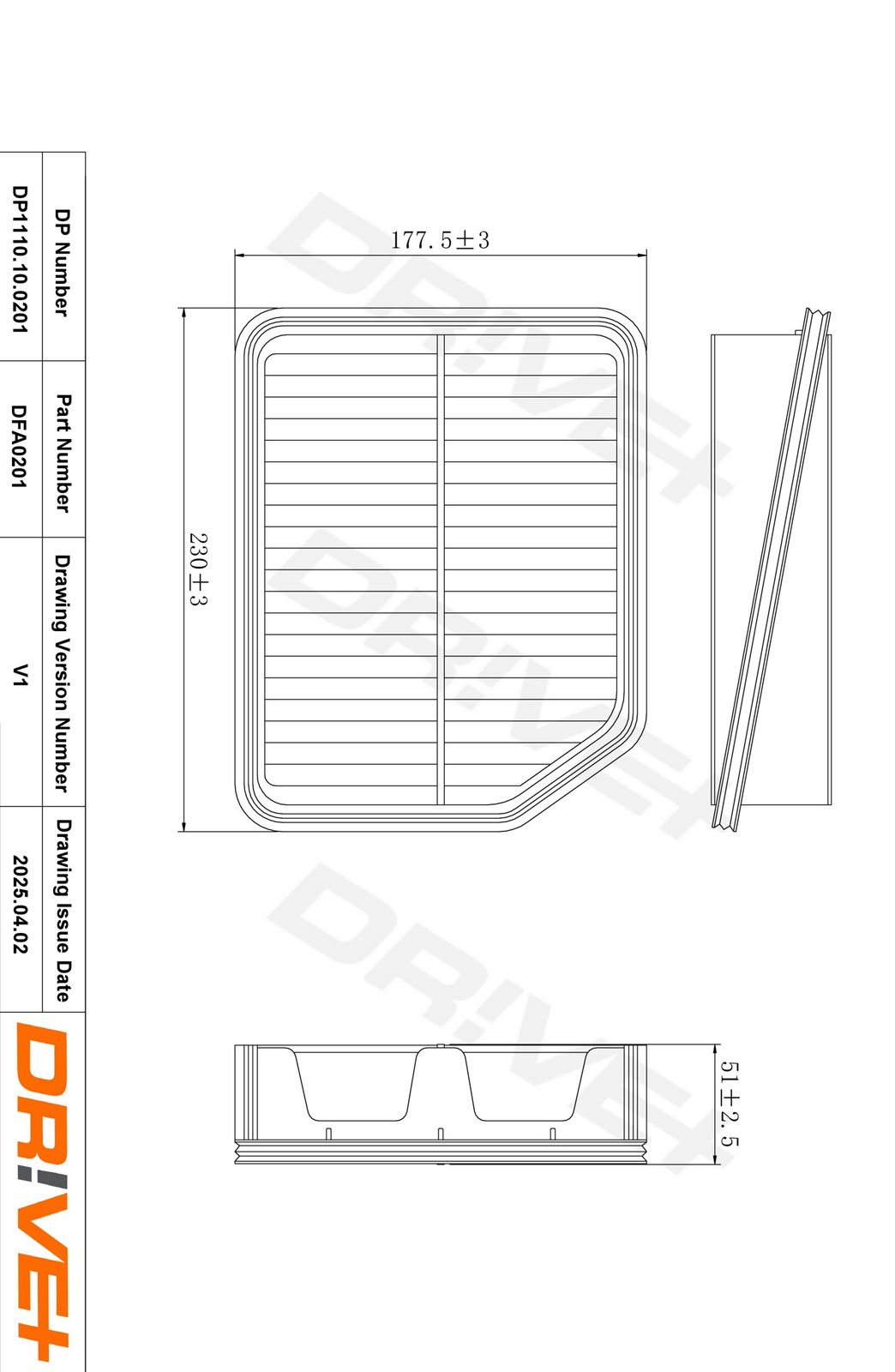 Filtru aer Dr!ve+ DP1110.10.0201