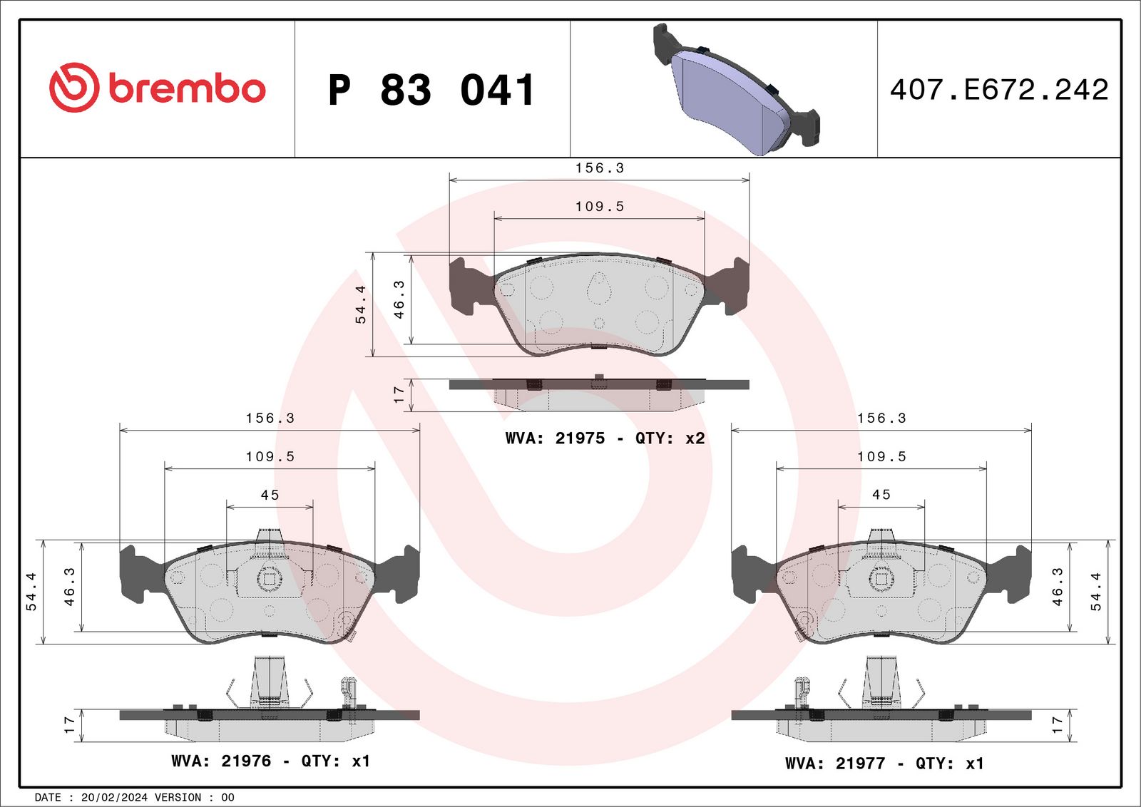 Sada brzdových platničiek kotúčovej brzdy BREMBO P 83 041