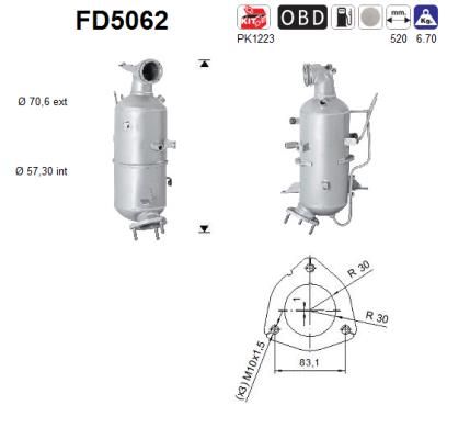 Filtr sadzy / filtr cząstek stałych, układ wydechowy AS 25184392