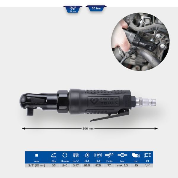 Mașină de înșurubat cu clichet (aer comprimat) BRILLIANT TOOLS BT160602