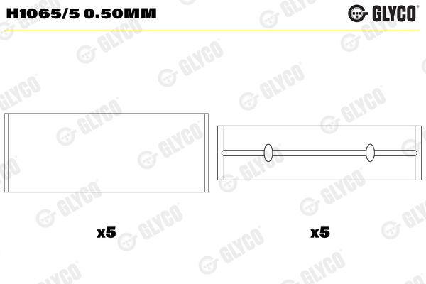 Hlavní ložiska klikového hřídele GLYCO H1065/5 0.50mm