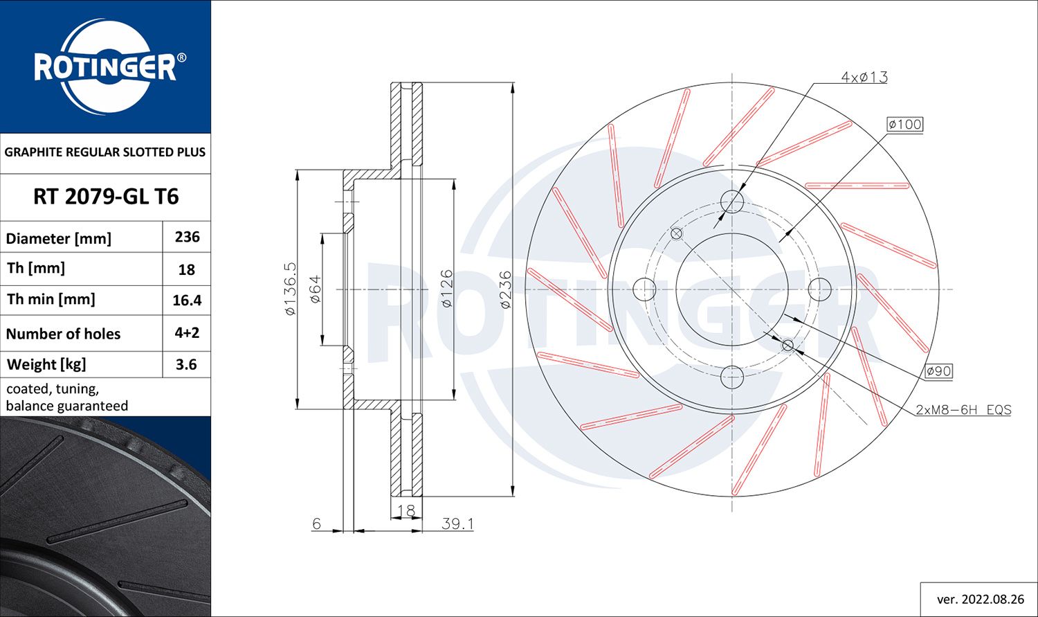 Tarcza hamulcowa ROTINGER RT 2079-GL T6