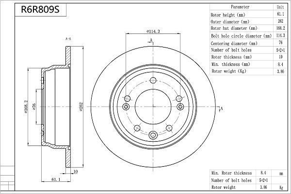 Tarcza hamulcowa AISIN R6R809S