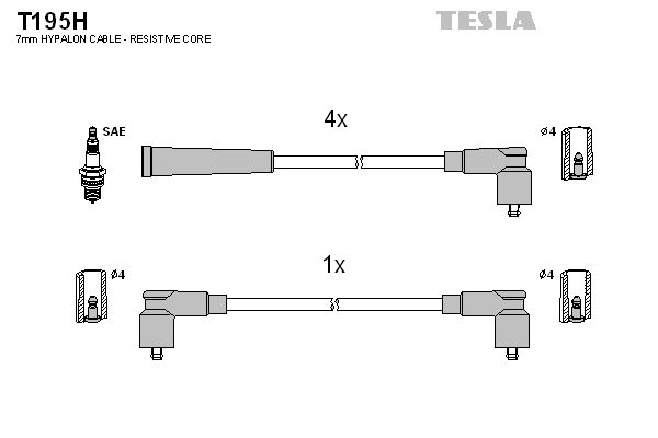Sada kabelů pro zapalování TESLA T195H