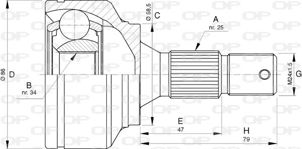 Jeu de joints, arbre de transmission