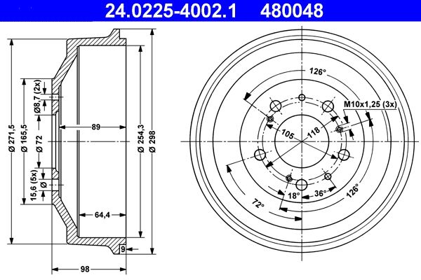 Brzdový buben ATE 24.0225-4002.1