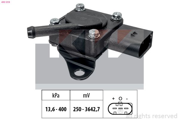 Czujnik, ciśnienie spalin KW 493 319