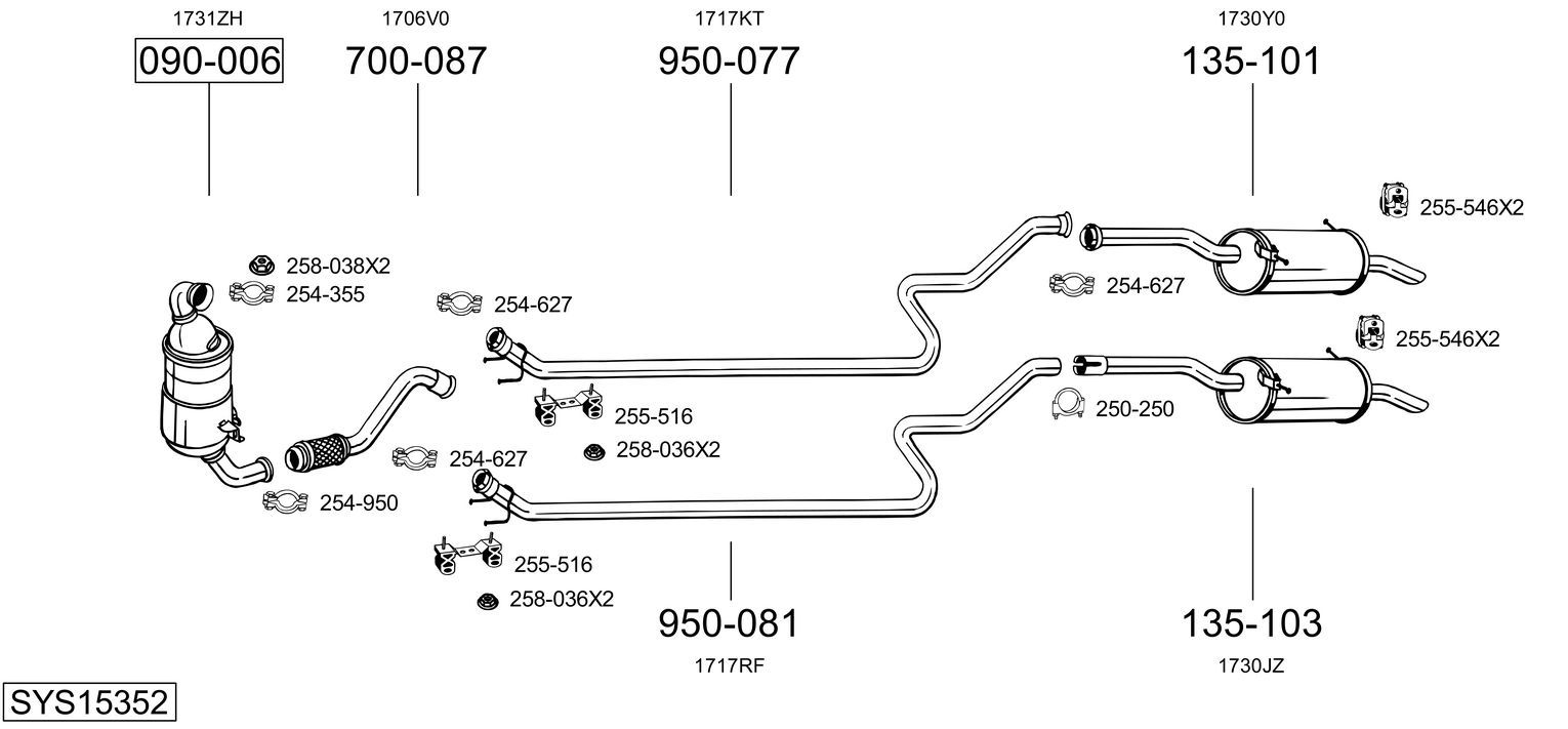 Układ wydechowy BOSAL SYS15352