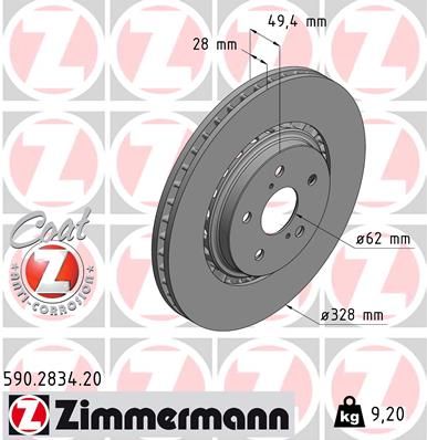 Brzdový kotouč ZIMMERMANN 590.2834.20