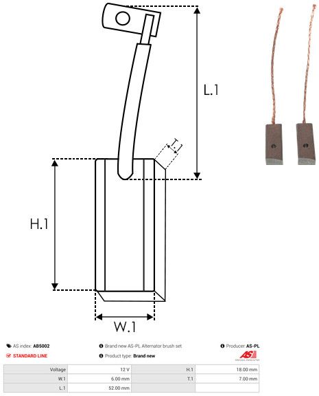 Levně Uhlíkový kartáč, generátor AS-PL AB5002