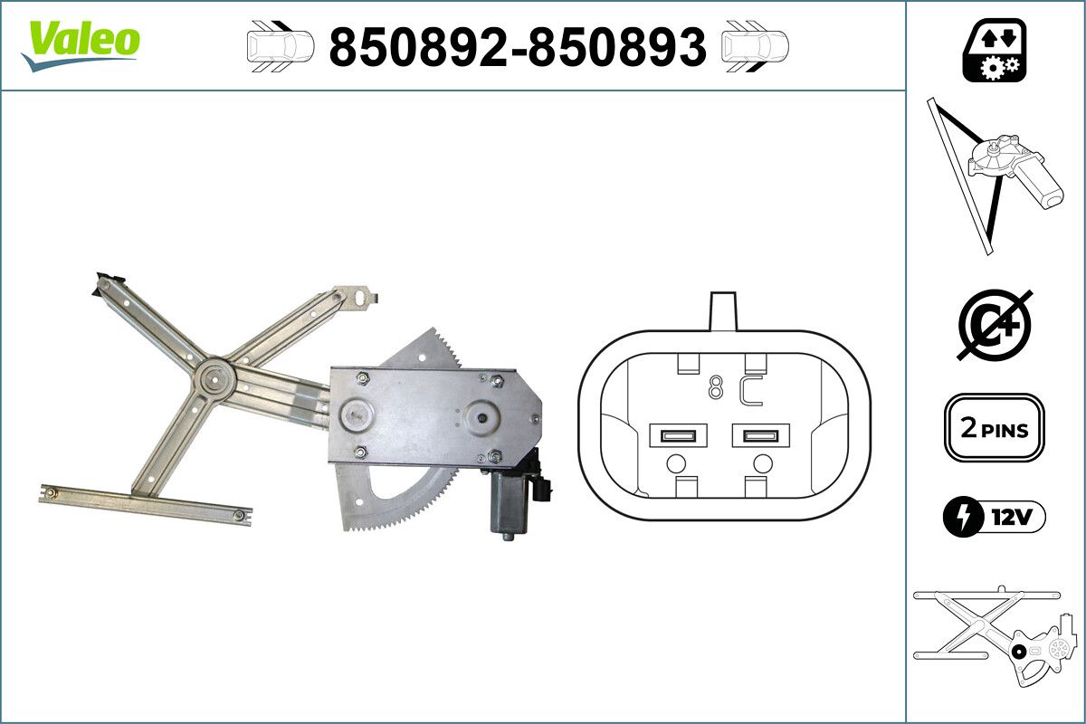 Mecanism actionare geam VALEO 850892