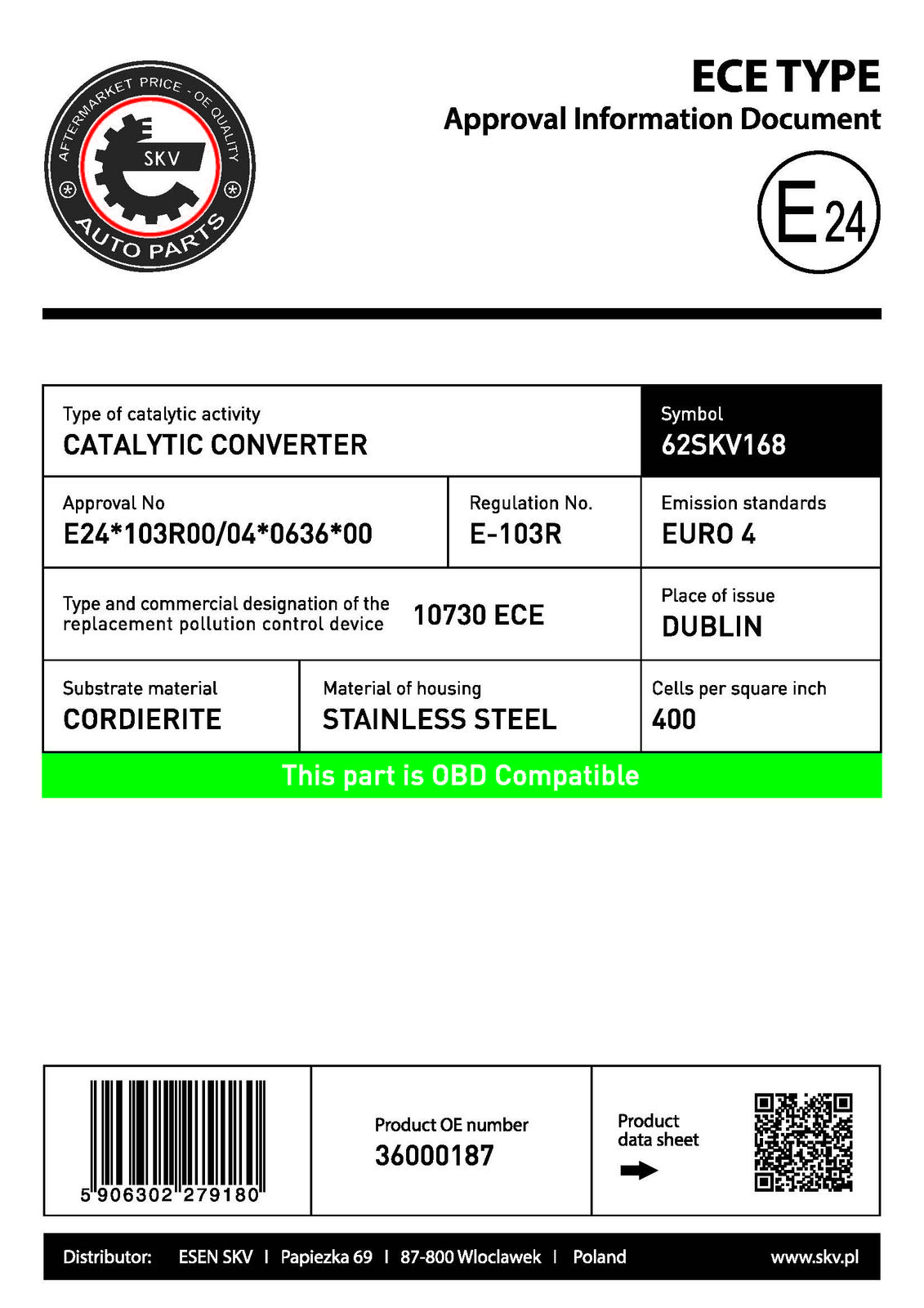 Catalizator ESEN SKV 62SKV168
