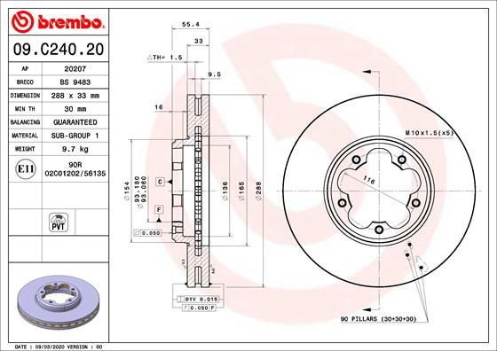 Tarcza hamulcowa BREMBO 09.C240.20