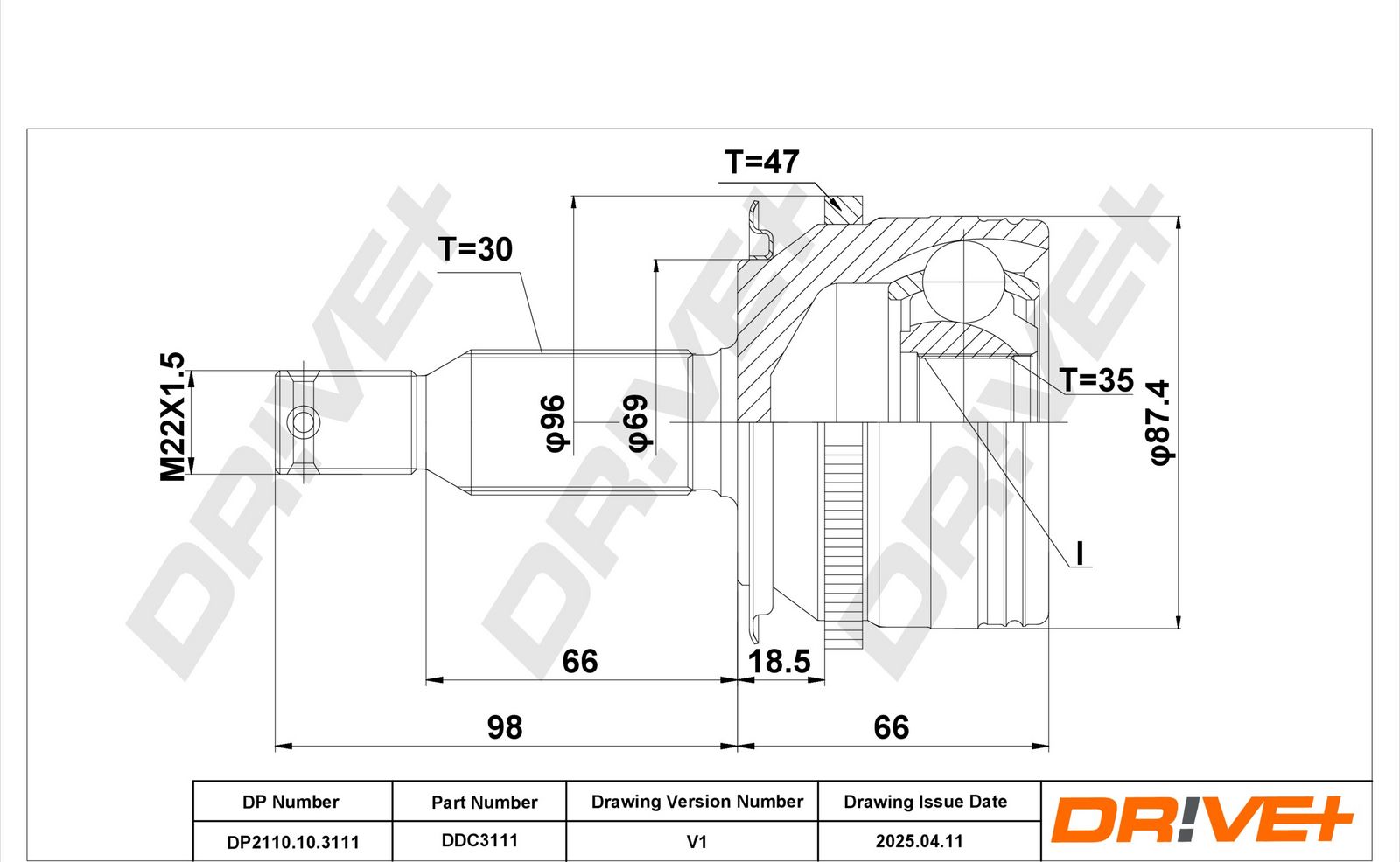Шарнирный комплект, приводной вал
