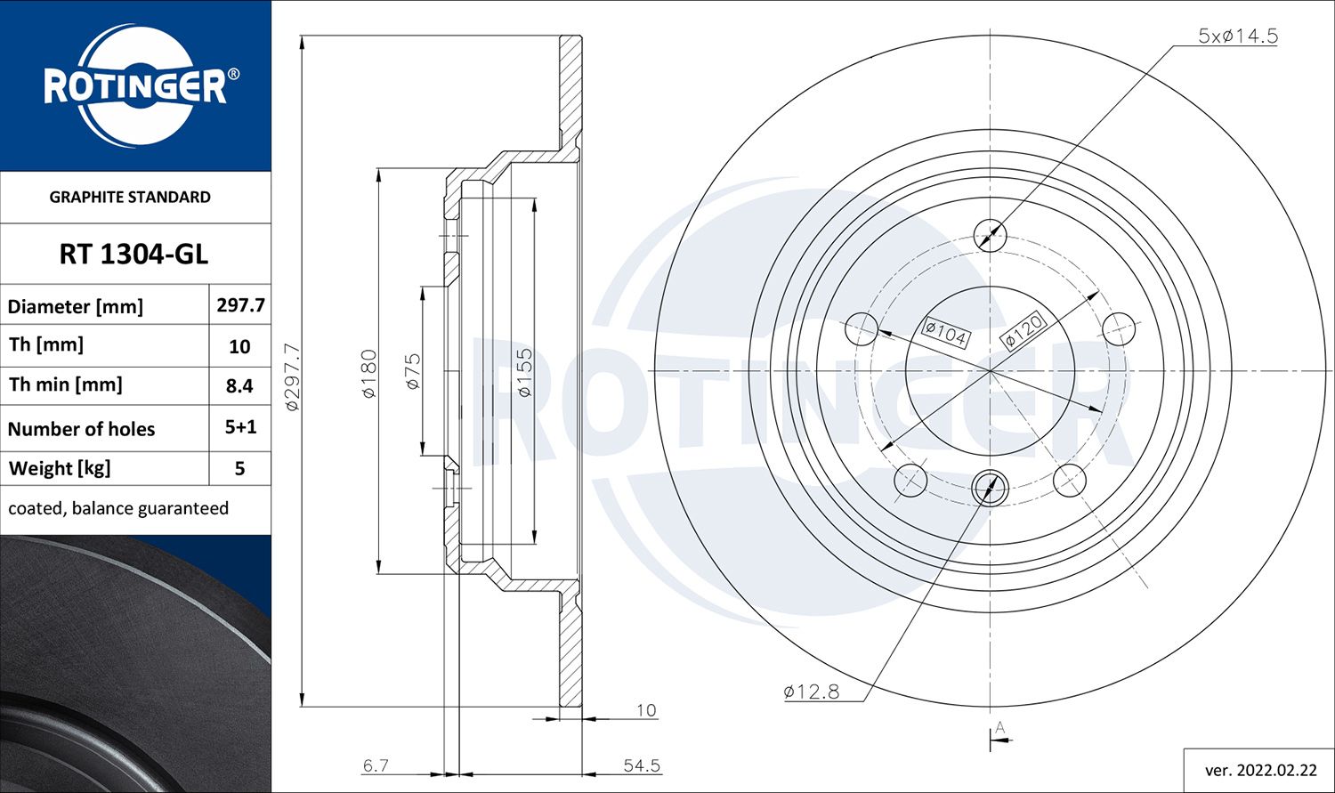 Disc frana ROTINGER GRAPHITE LINE RT 1304-GL
