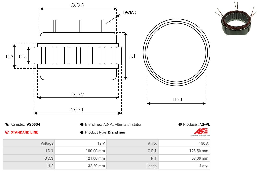 Levně Stator, generátor AS-PL AS6004