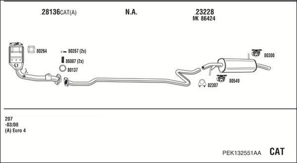Układ wydechowy WALKER PEK132551AA
