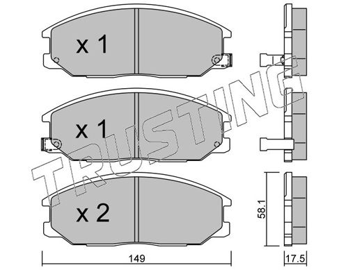 Zestaw klocków hamulcowych, hamulce tarczowe TRUSTING 648.0