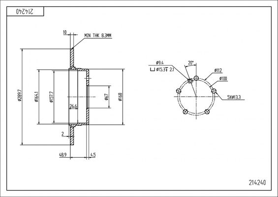 Tarcza hamulcowa HART 214 240