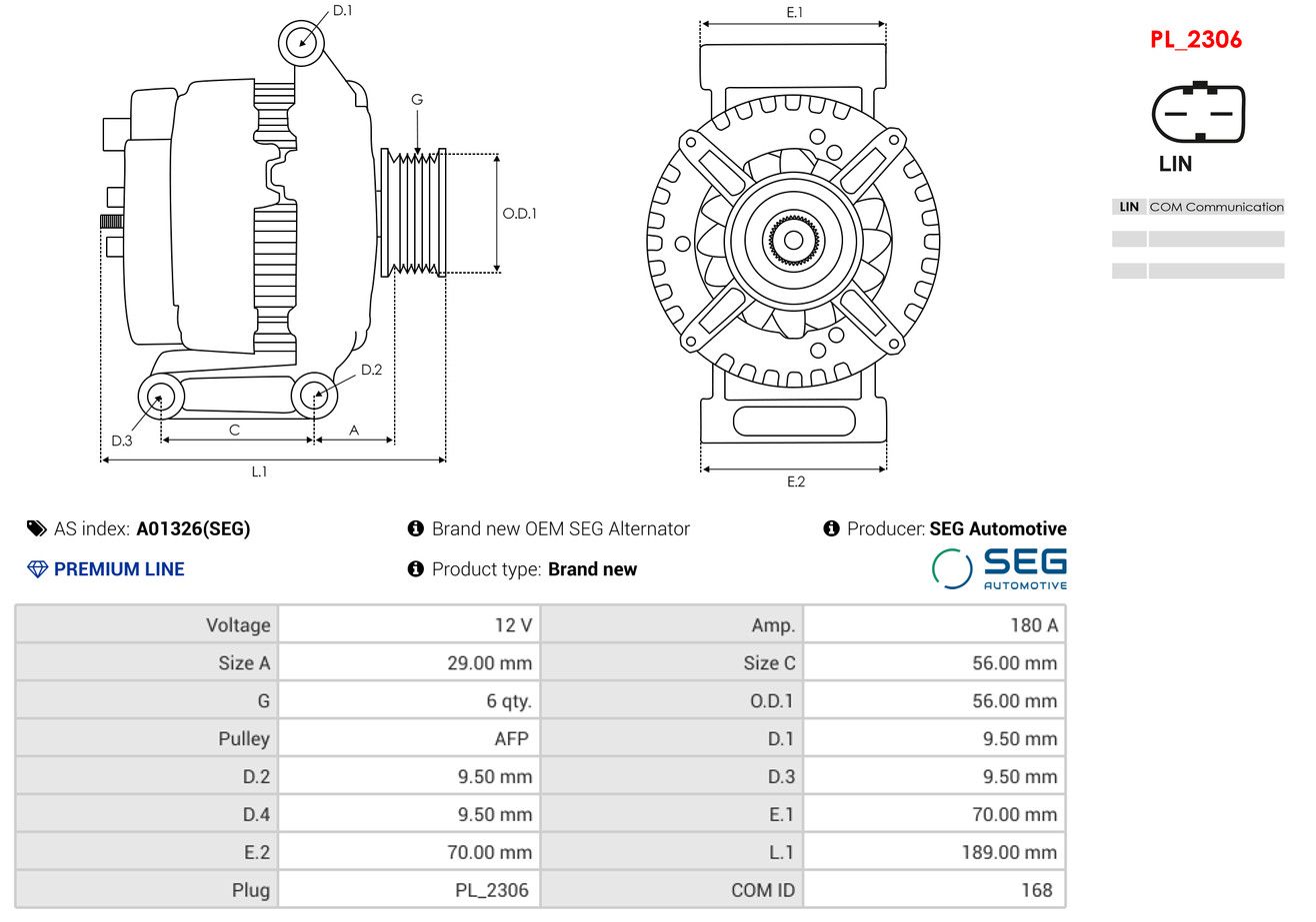 Alternator AS-PL A01326(SEG)