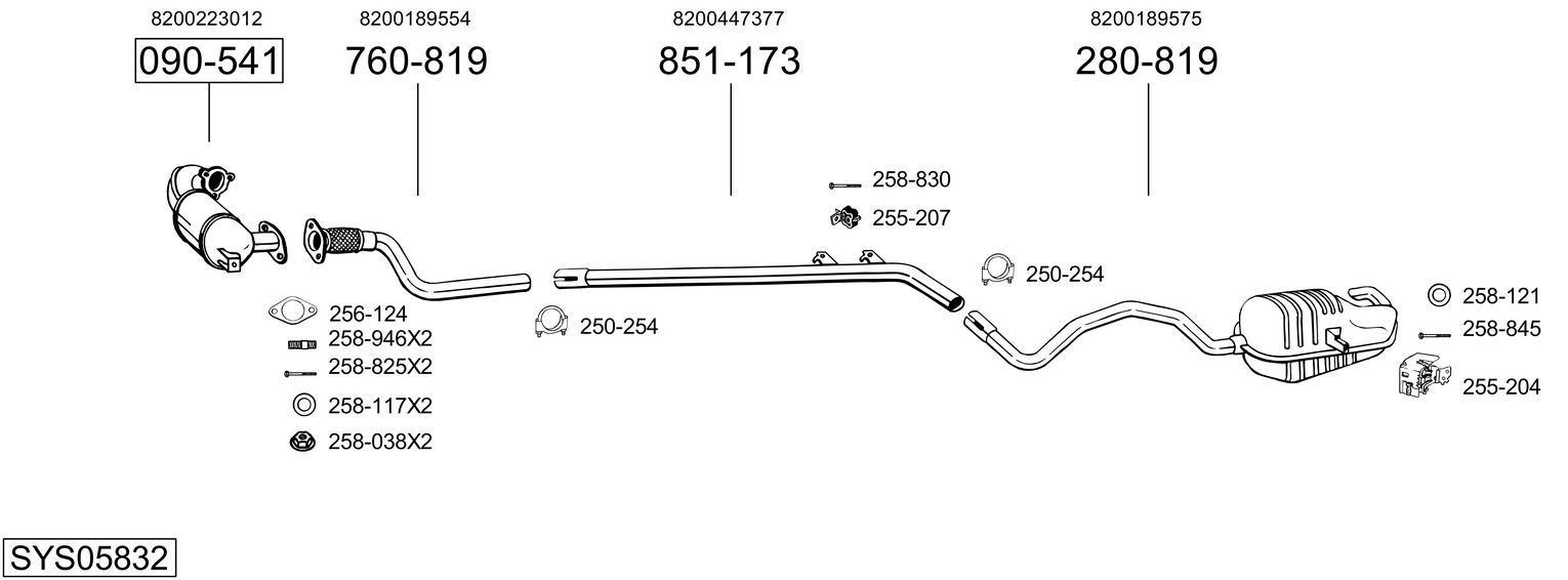 Układ wydechowy BOSAL SYS05832