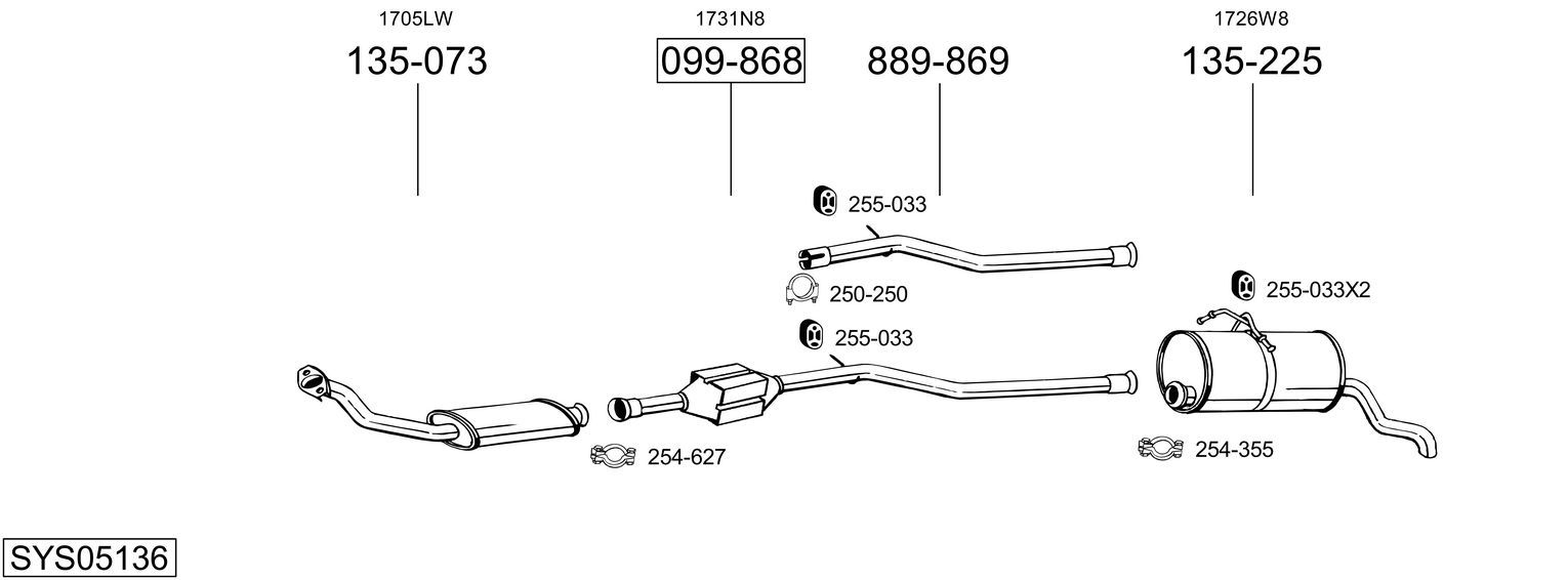 Układ wydechowy BOSAL SYS05136