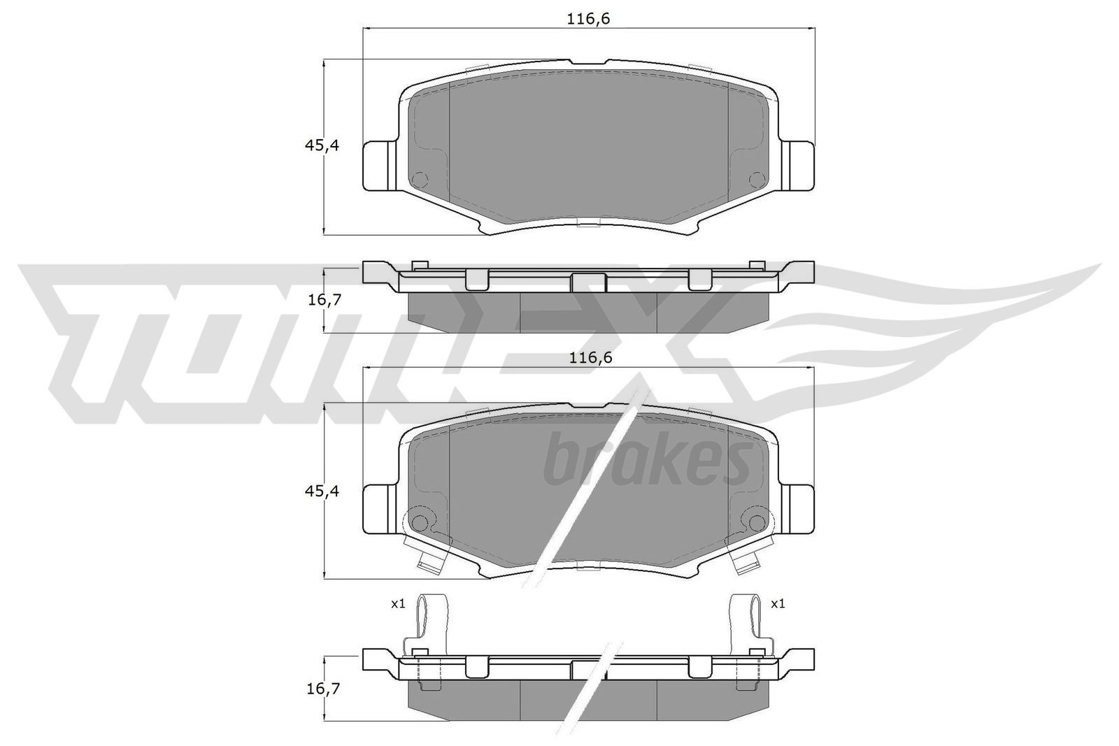 Levně Sada brzdových destiček, kotoučová brzda TOMEX Brakes 19-21