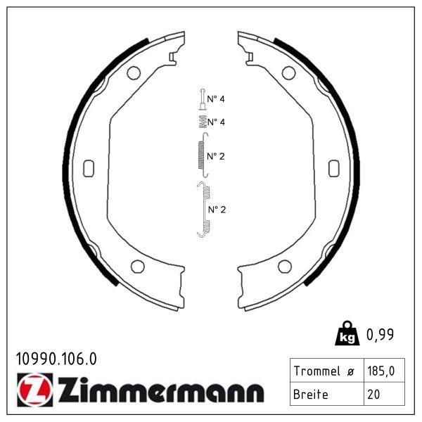 Set saboti frana, frana de mana ZIMMERMANN 10990.106.0