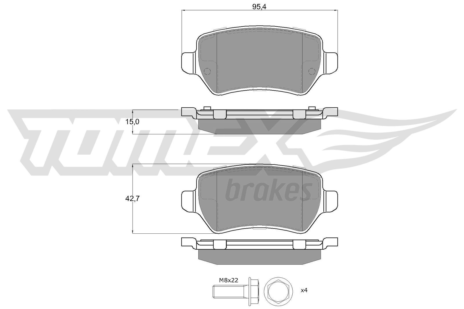 Sada brzdových destiček, kotoučová brzda TOMEX Brakes 12-971
