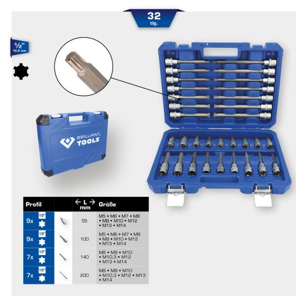 Set chei tubulare BRILLIANT TOOLS BT022032