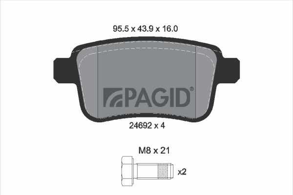 Zestaw klocków hamulcowych, hamulce tarczowe PAGID T2238N