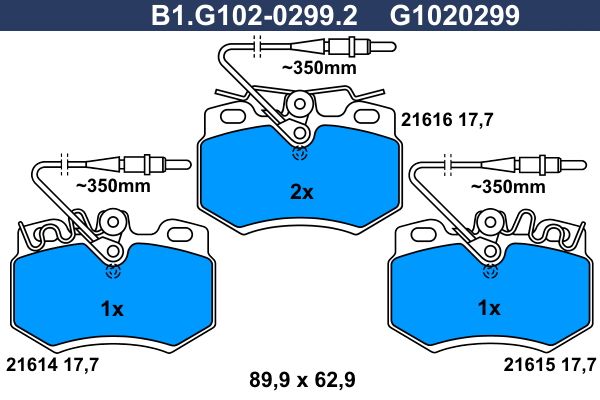 Zestaw klocków hamulcowych, hamulce tarczowe GALFER B1.G102-0299.2