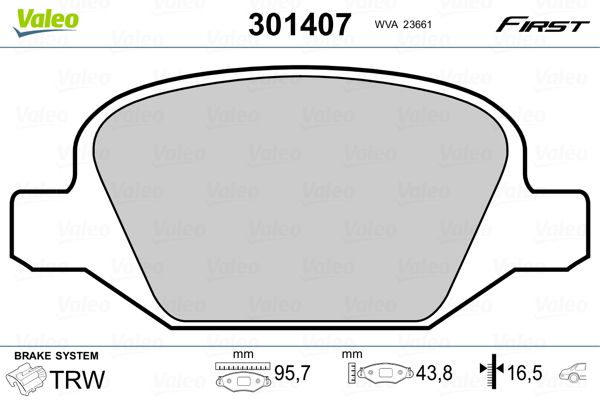 Sada brzdových platničiek kotúčovej brzdy VALEO 301407