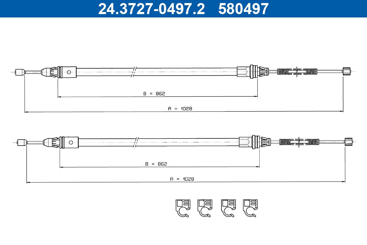 Cablu, frana de parcare ATE 24.3727-0497.2
