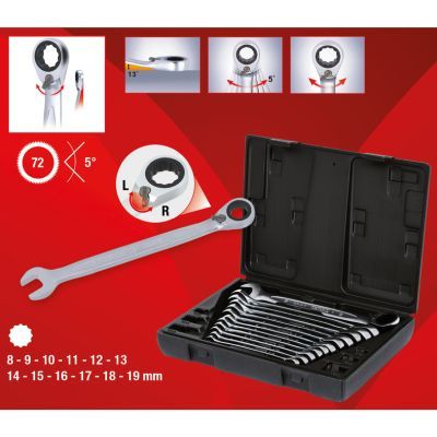 Ráčna-sada klíčů očko-vidlice KS TOOLS 503.4665