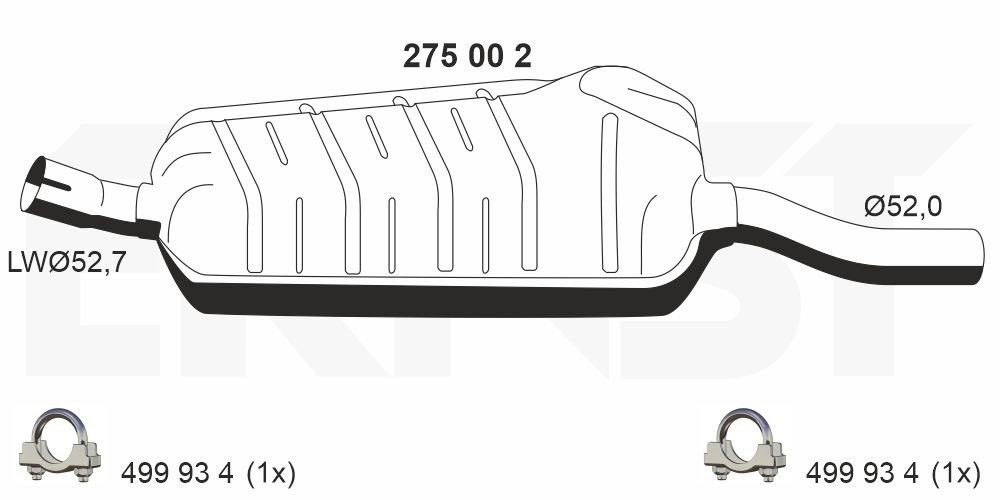 Střední tlumič výfuku ERNST 275002