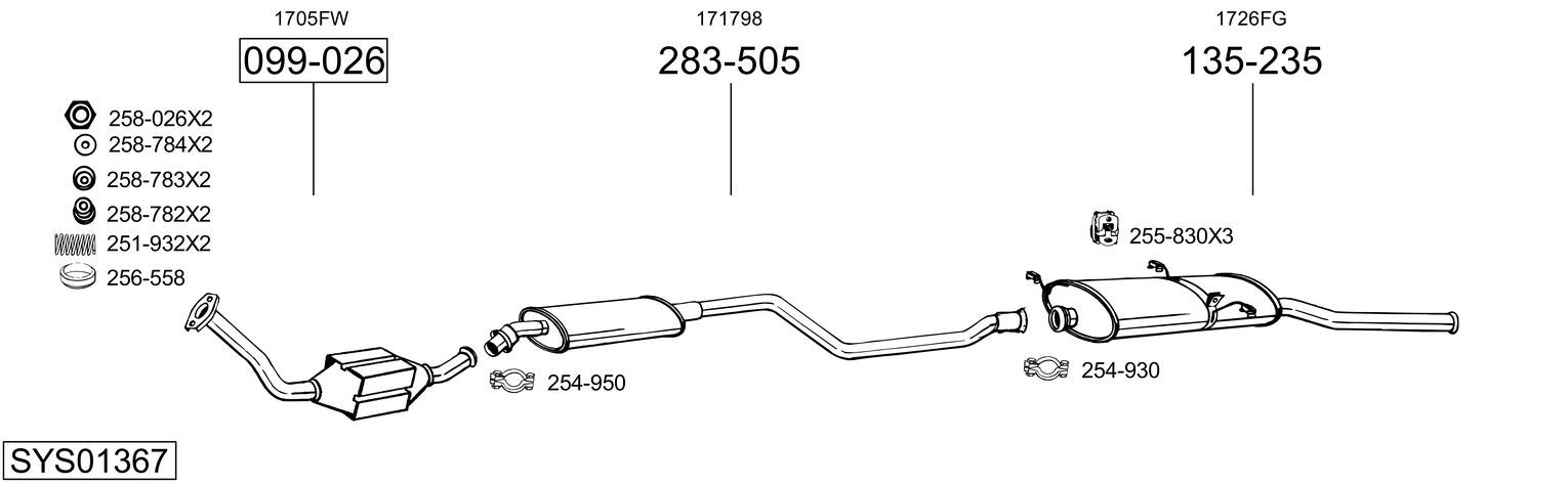 Układ wydechowy BOSAL SYS01367