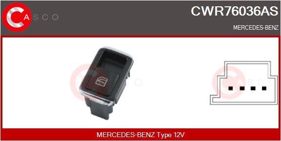 Spínač, zvedací zařízení oken CASCO CWR76036AS