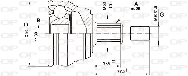 Jeu de joints, arbre de transmission