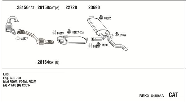 Układ wydechowy WALKER REK016489AA