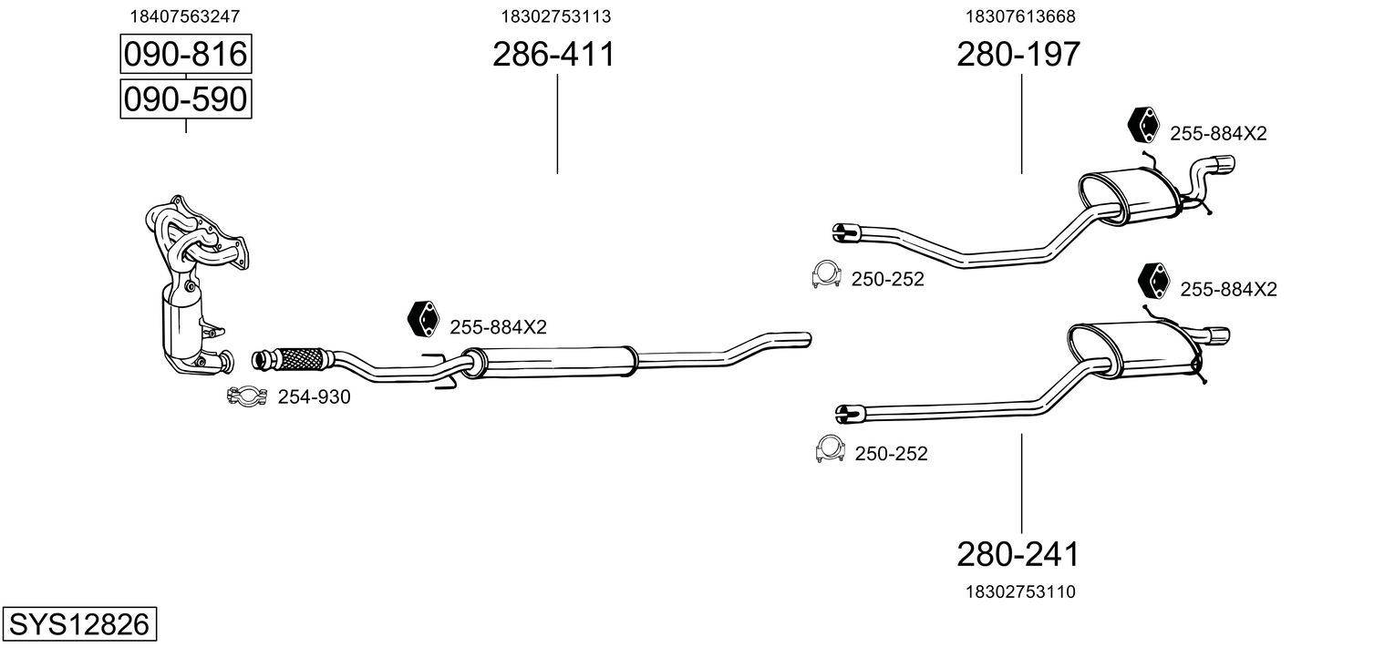 Układ wydechowy BOSAL SYS12826
