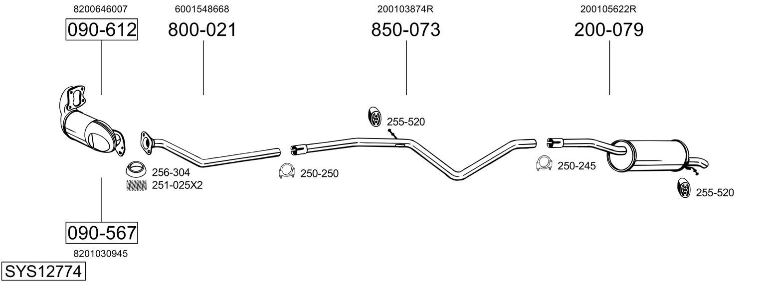 Układ wydechowy BOSAL SYS12774