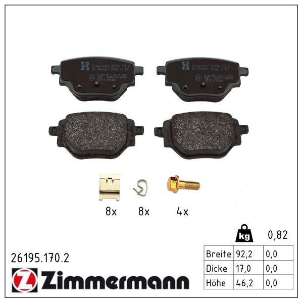 set placute frana,frana disc ZIMMERMANN 26195.170.2