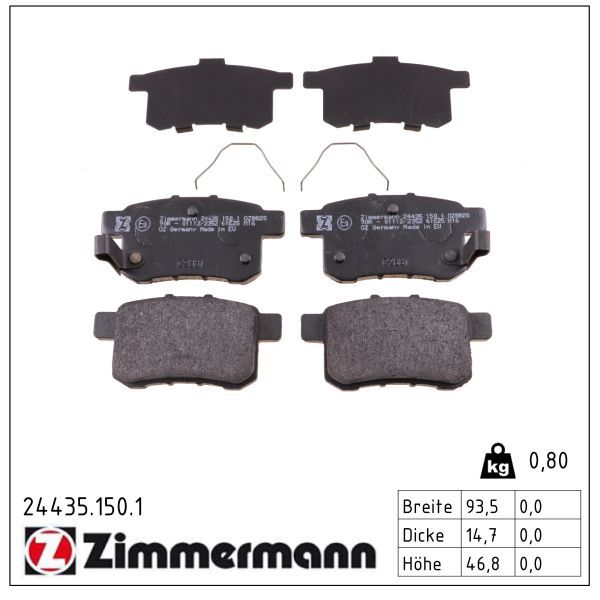 Sada brzdových destiček, kotoučová brzda ZIMMERMANN 24435.150.1
