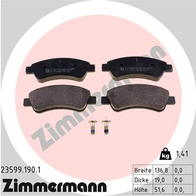 Sada brzdových platničiek kotúčovej brzdy ZIMMERMANN 23599.190.1
